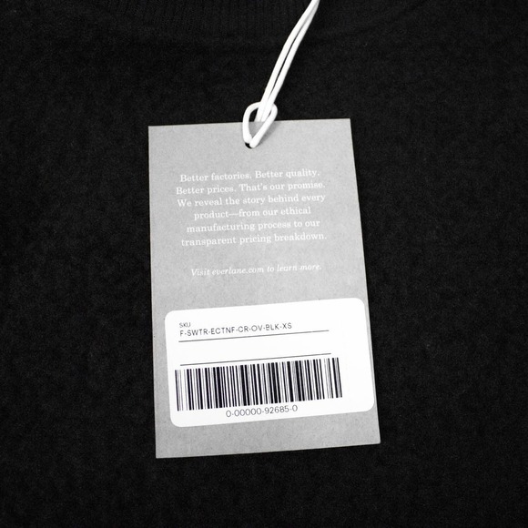 Everlane Black Teddy Sherpa Crewneck Pullover Sweater XS Fleece Sweatshirt - Picture 11 of 14